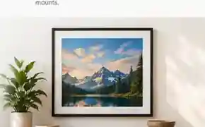 Landscape paper poster displayed in a simple black frame on a console table