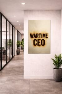 wartime ceo poster in hallway
