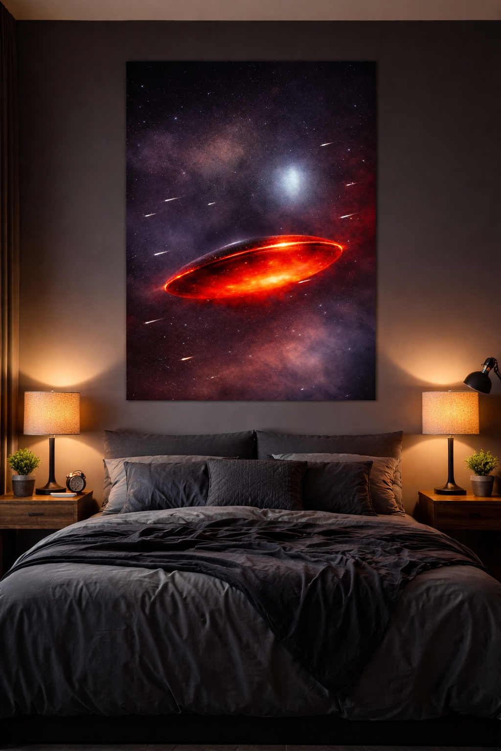 red hot alien craft poster in bedroom