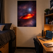 red hot alien craft poster in dorm room