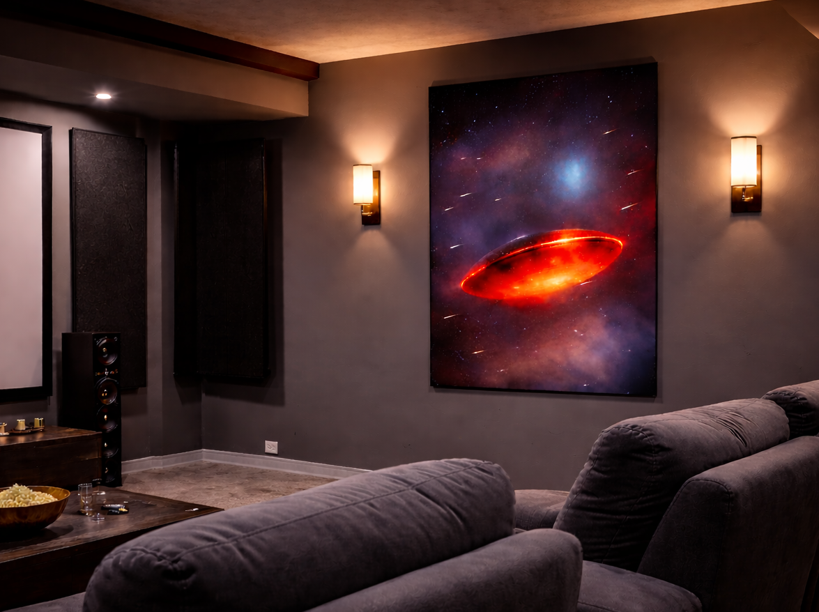 red hot alien craft poster in theater