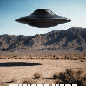 they're here alien ship poster
