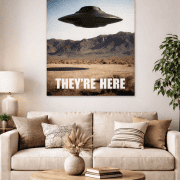they're here alien ship poster living room