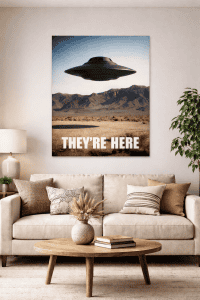 they're here alien ship poster living room