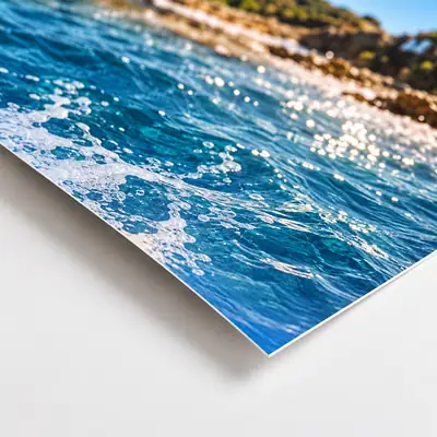 Close-up of a photographic landscape printed on premium poster paper